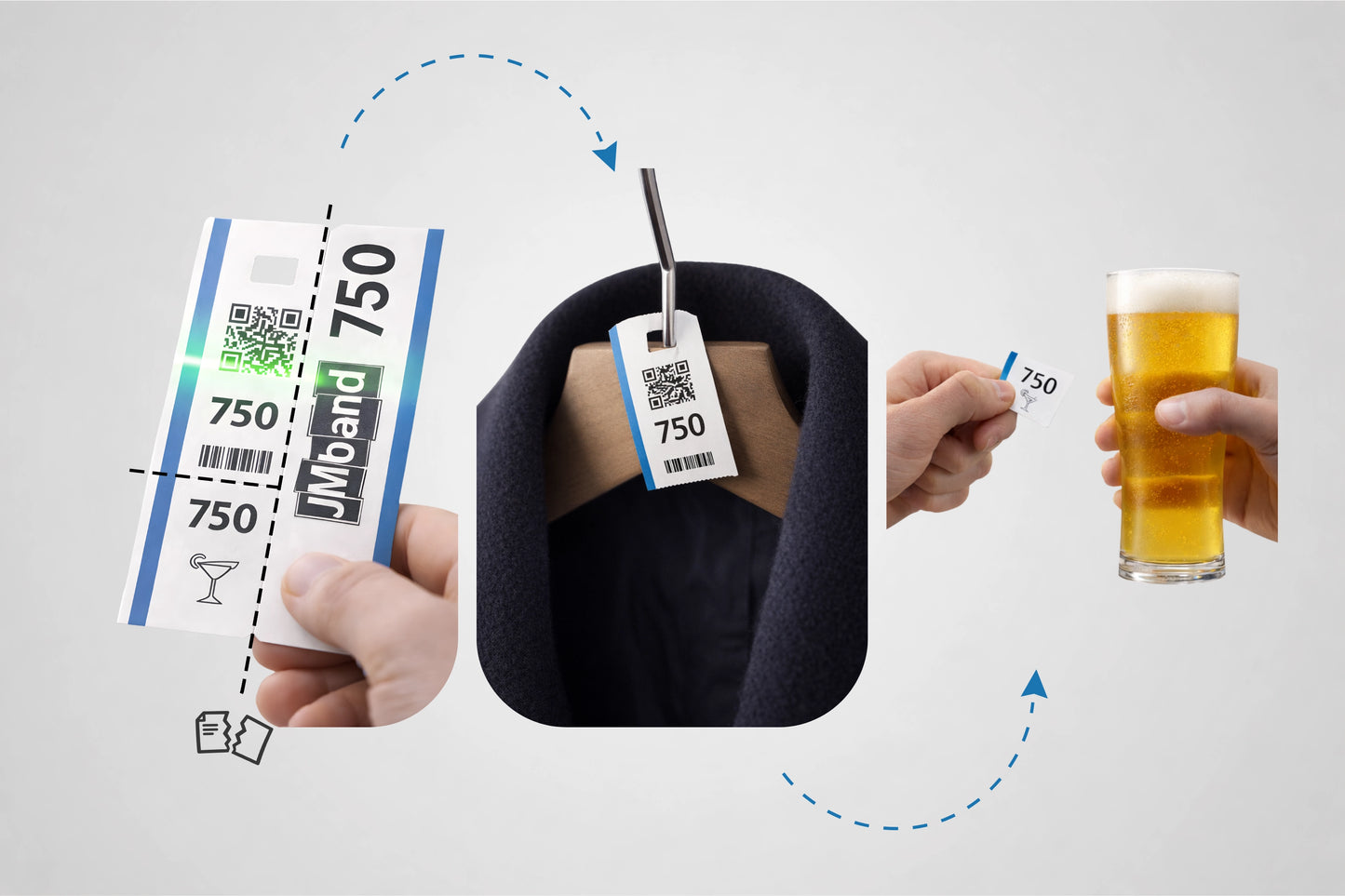 Billetes de guardarropa de 3 partes con impresión