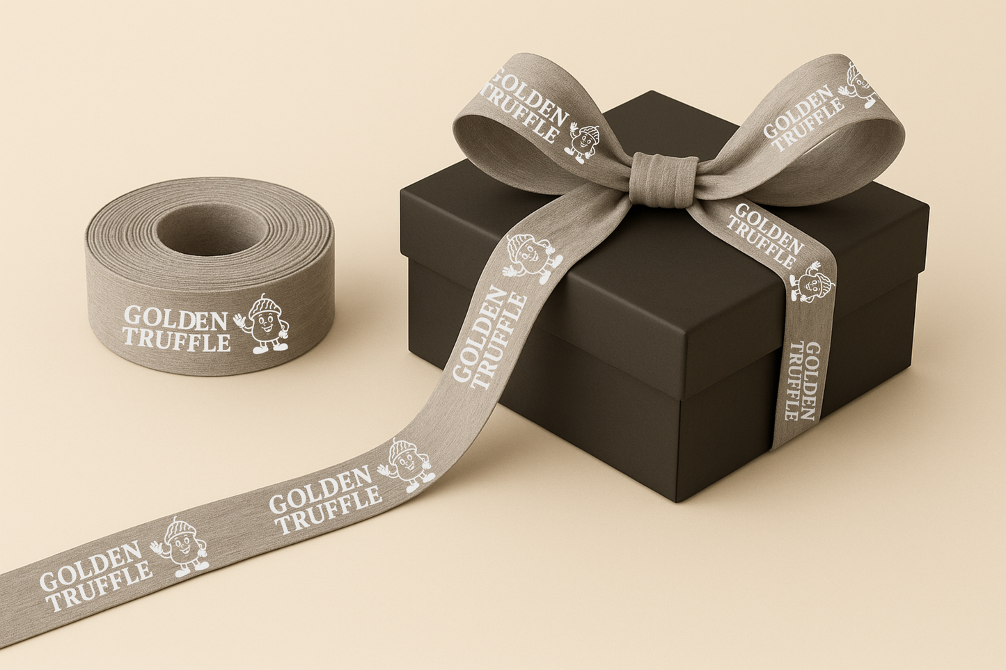 Cinta de regalo de tela de bambú con estampado