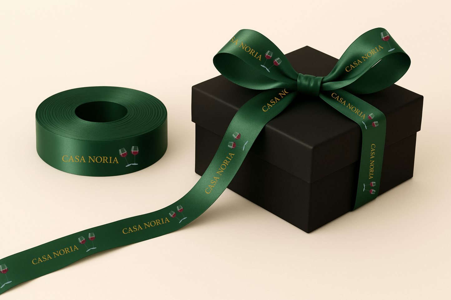 Cinta de regalo de tela con estampado en color
