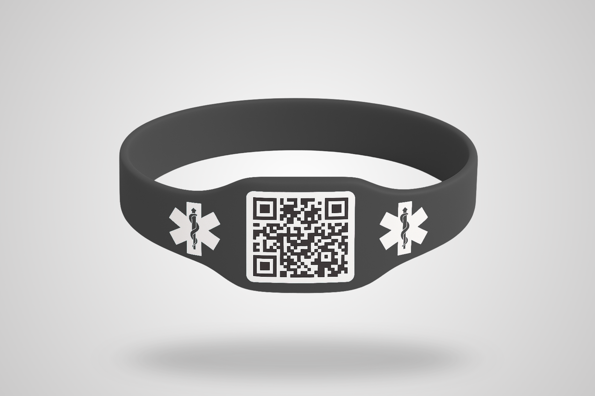 A photo of Silicone Wristbands with QR Code from JM Band®. Purchase Silicone wristbands in 6 mm here.