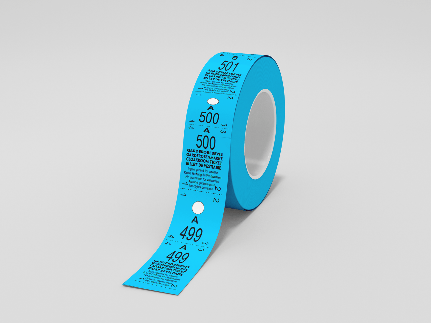 Cloakroom Tickets Roll 500 - Two Parts Tickets JM Band® 1 Blue