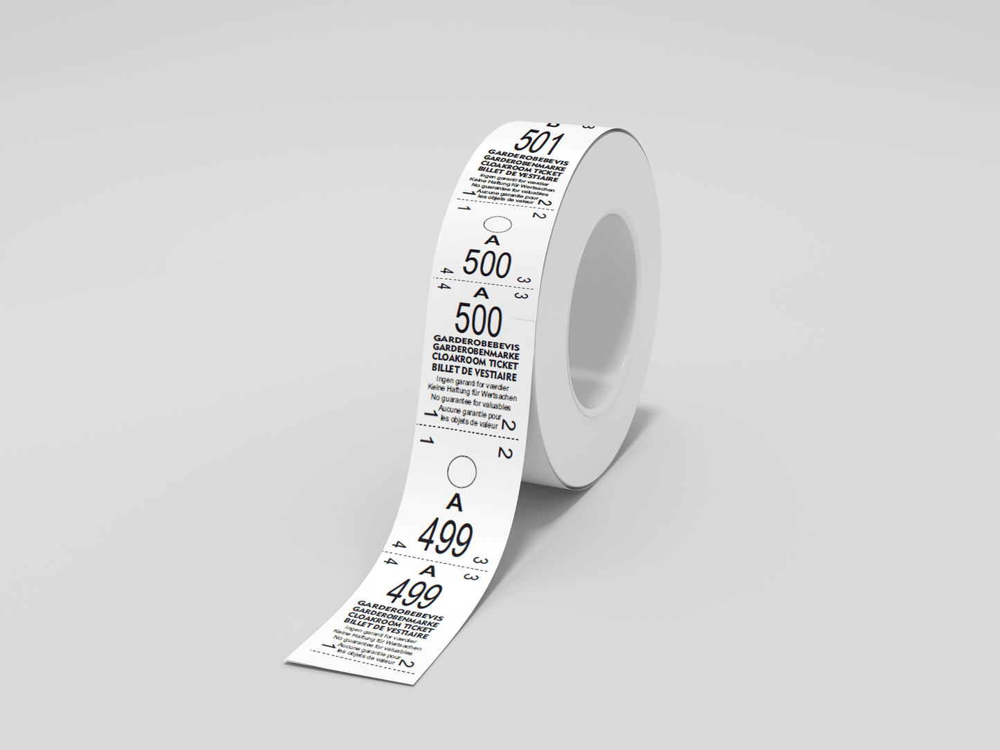 Cloakroom Tickets Roll 500 - Two Parts Tickets JM Band® 1 White