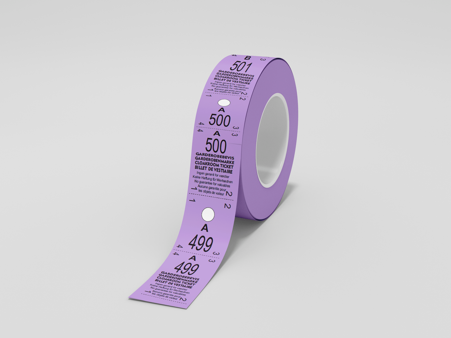 Cloakroom Tickets Roll 500 - Two Parts Tickets JM Band® 1 Purple