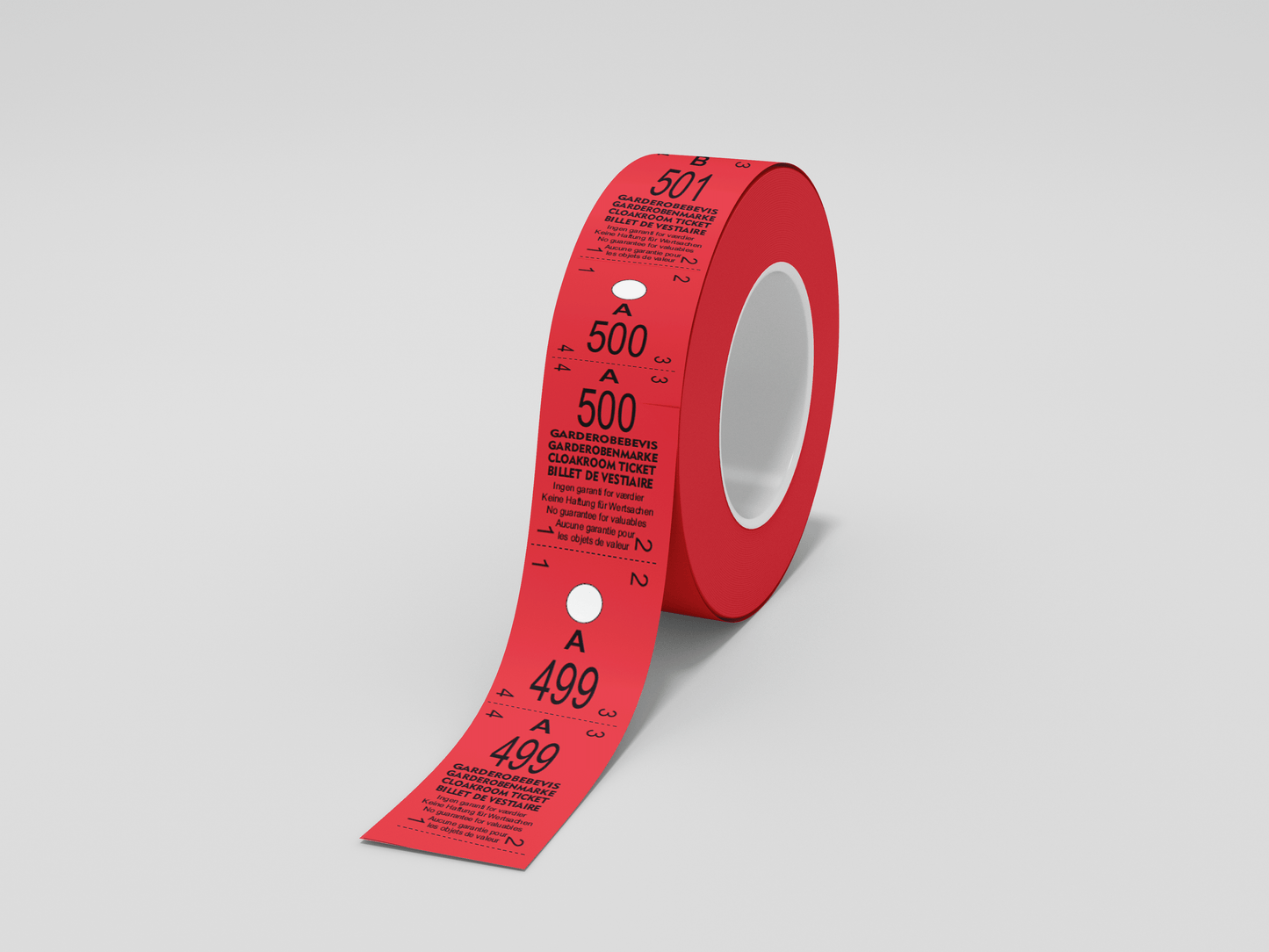 Cloakroom Tickets Roll 500 - Two Parts Tickets JM Band® 1 Red