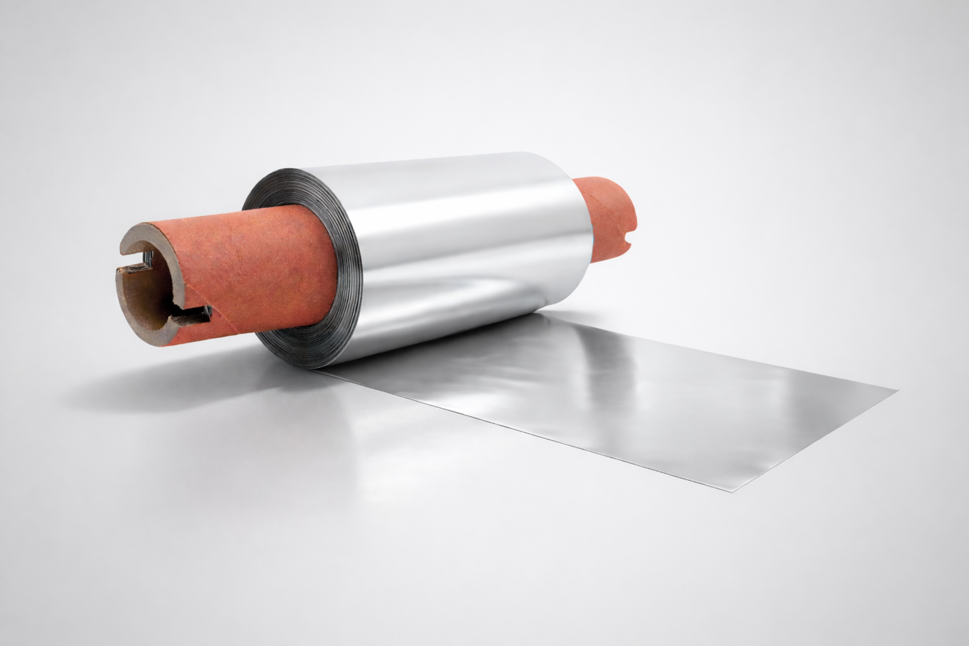 Un rollo de lámina de transferencia térmica plateada para transferencia térmica en cintas de JM Band®.