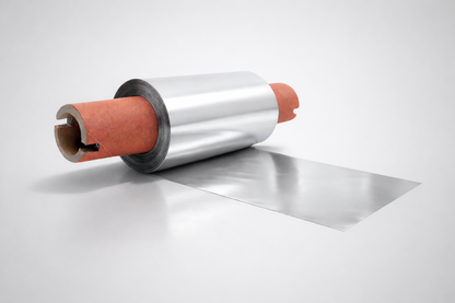 Un rollo de lámina de transferencia térmica plateada para transferencia térmica en cintas de JM Band®.