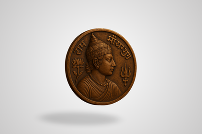 A photo of an Asian antique coin in bronze