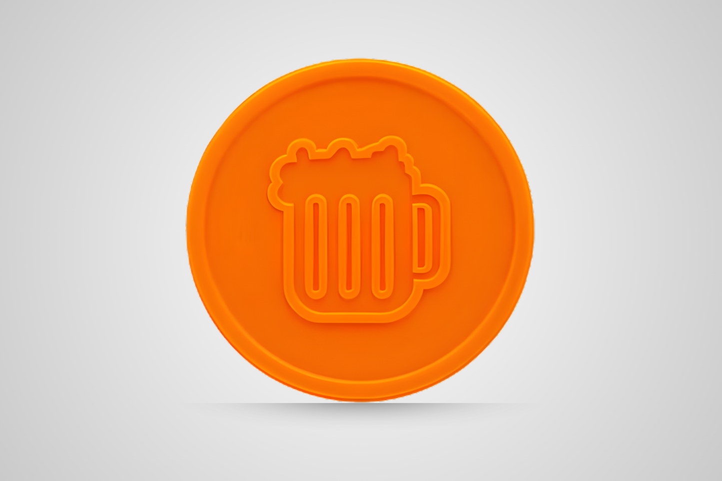 Cupón de bebida de color naranja en relieve para canjear por cerveza de JM Band®.
