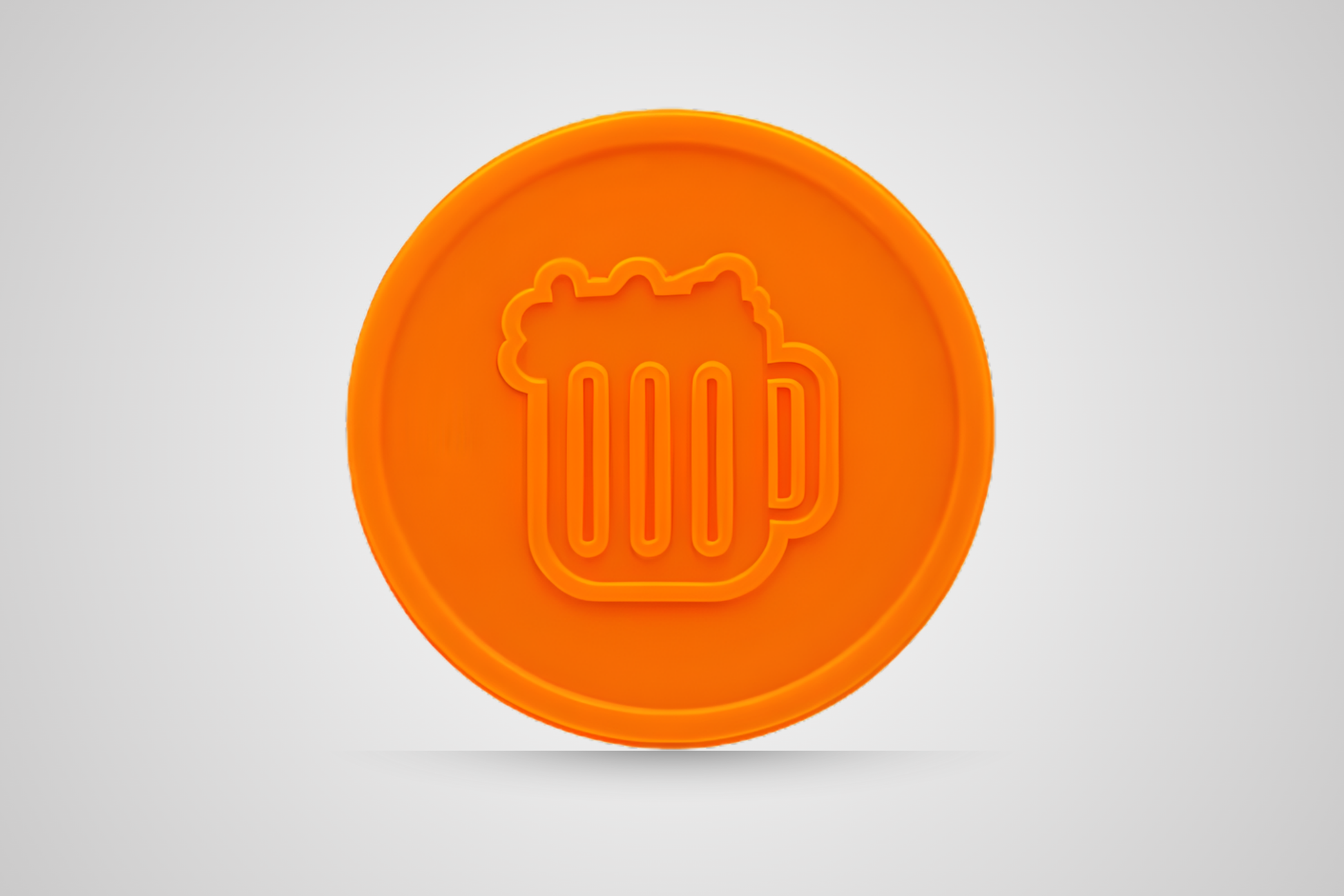 Cupón de bebida de color naranja en relieve para canjear por cerveza de JM Band®.