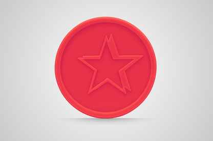 Cupón para bebidas con estrella roja en relieve de JM Band®.