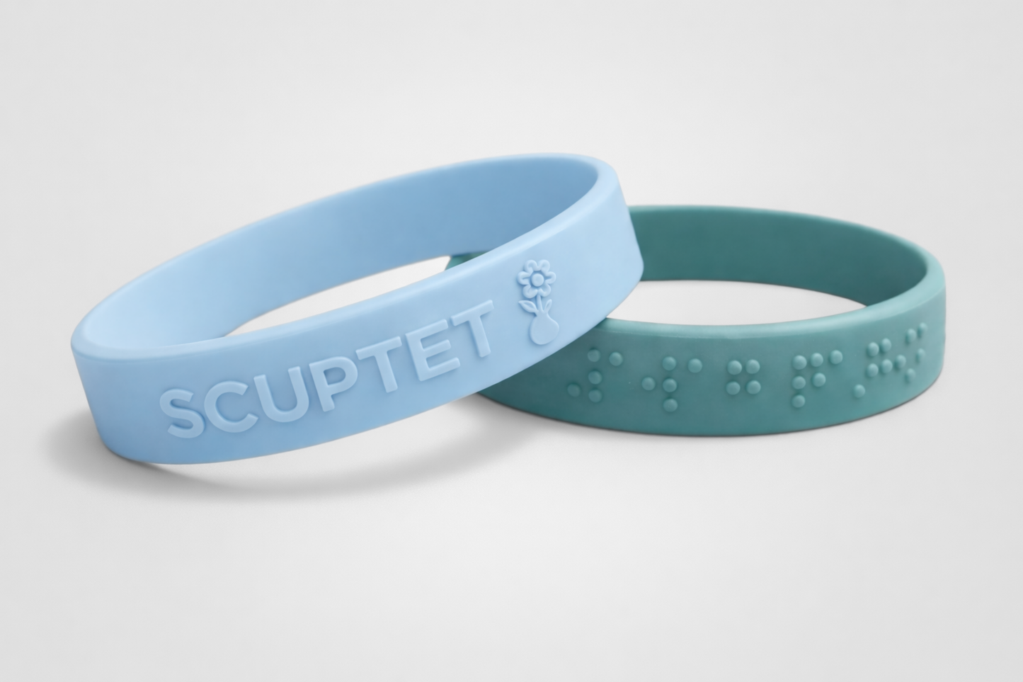 Pulseras de silicona con relieve y texto en relieve de JM Band®.