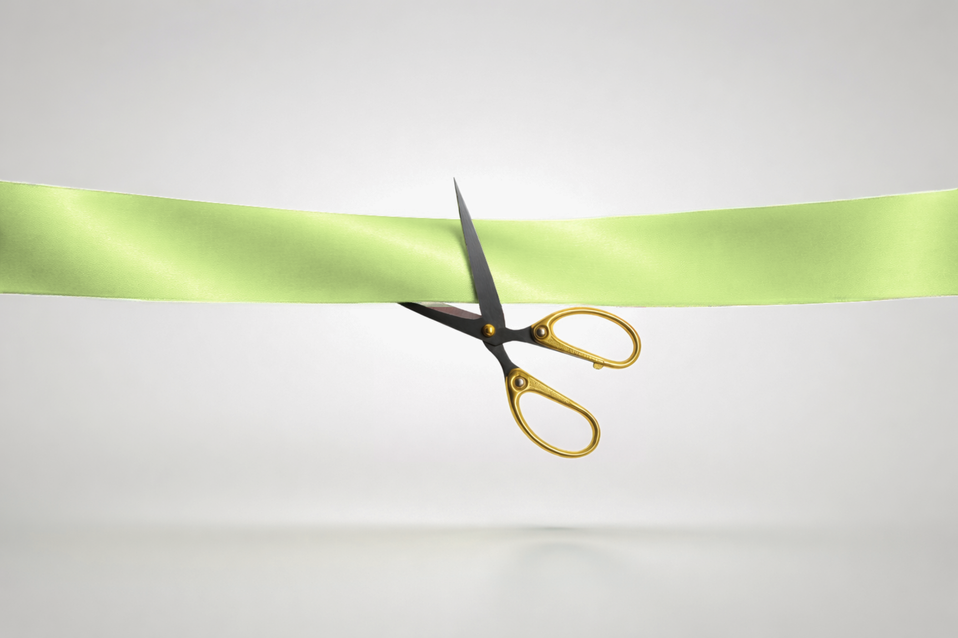 Cinta d'inauguració de setí ECO verd llima sense estampat de JM Band®.