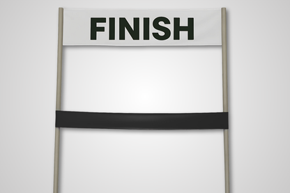 A photo of Finish Line Ribbon without Print from JM Band®. Purchase ribbon in Gray here.