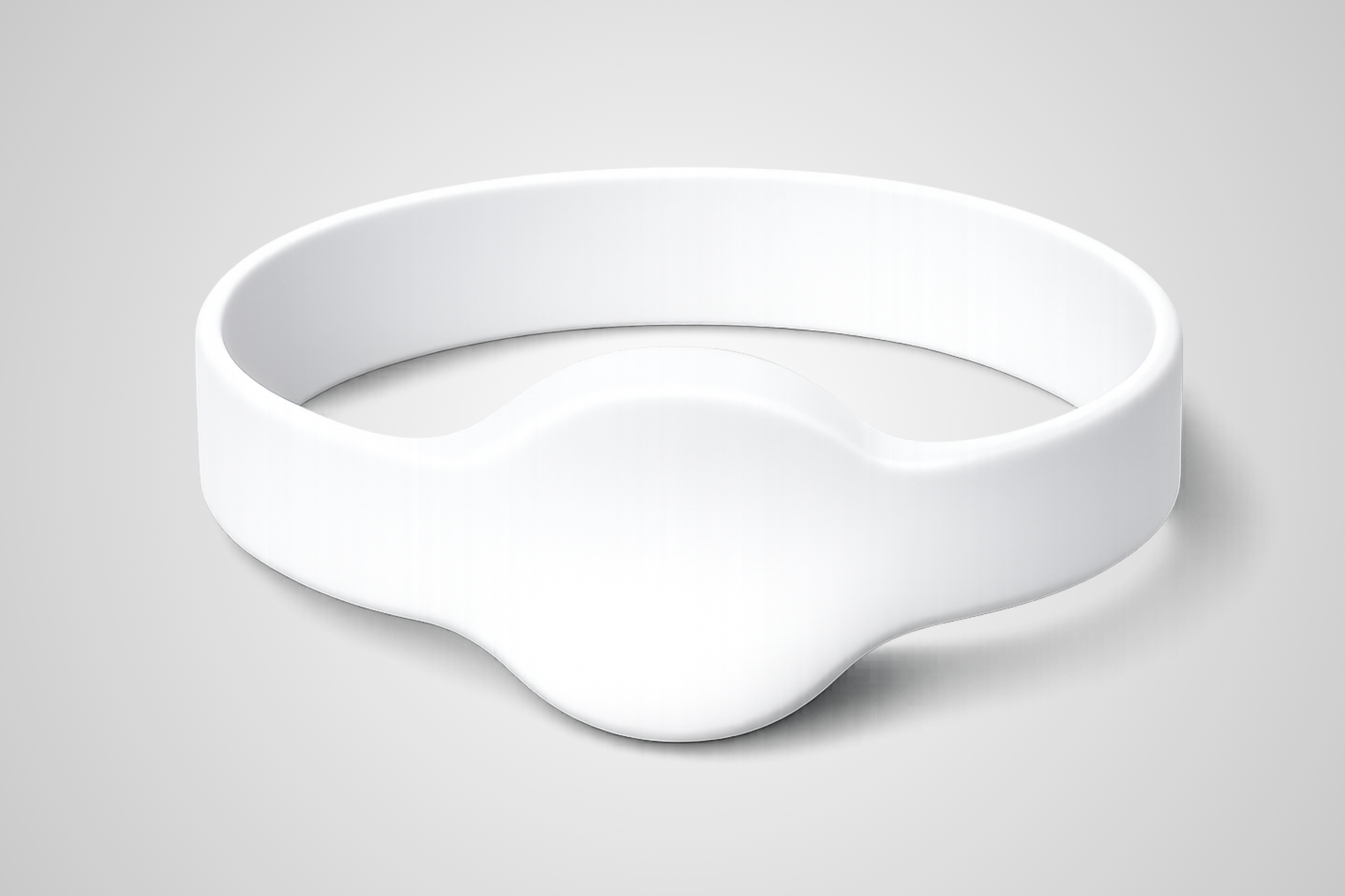 Polsera de silicona NFC blanca JM02 amb etiqueta blanca de JM Band®.