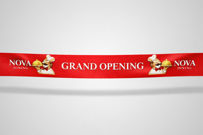 Cinta d'inauguració amb estampat en color
