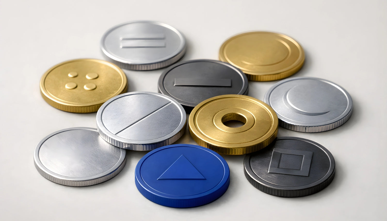 Diversas monedas metálicas que ilustran los diferentes materiales utilizados en su producción.