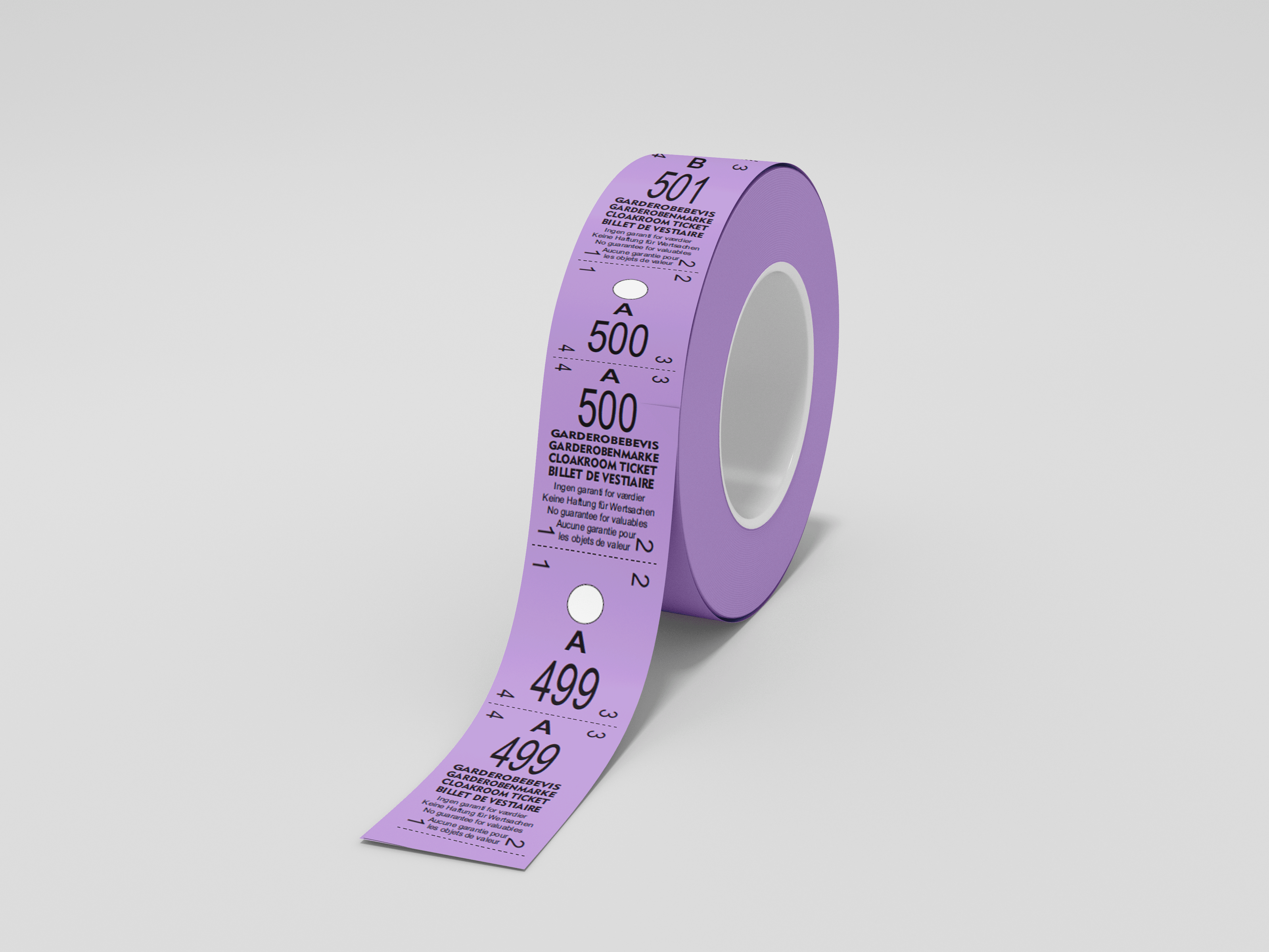 Cloakroom Tickets Roll 500 - Two Parts Tickets JM Band EU 1 Purple 