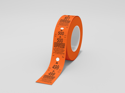 Cloakroom Tickets Roll 500 - Two Parts Tickets JM Band EU 1 Orange 