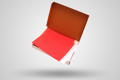 Una foto de la caixa de 1000 polseres de paper - Material llis de JM Band®. Compreu polseres de paper en vermell aquí.